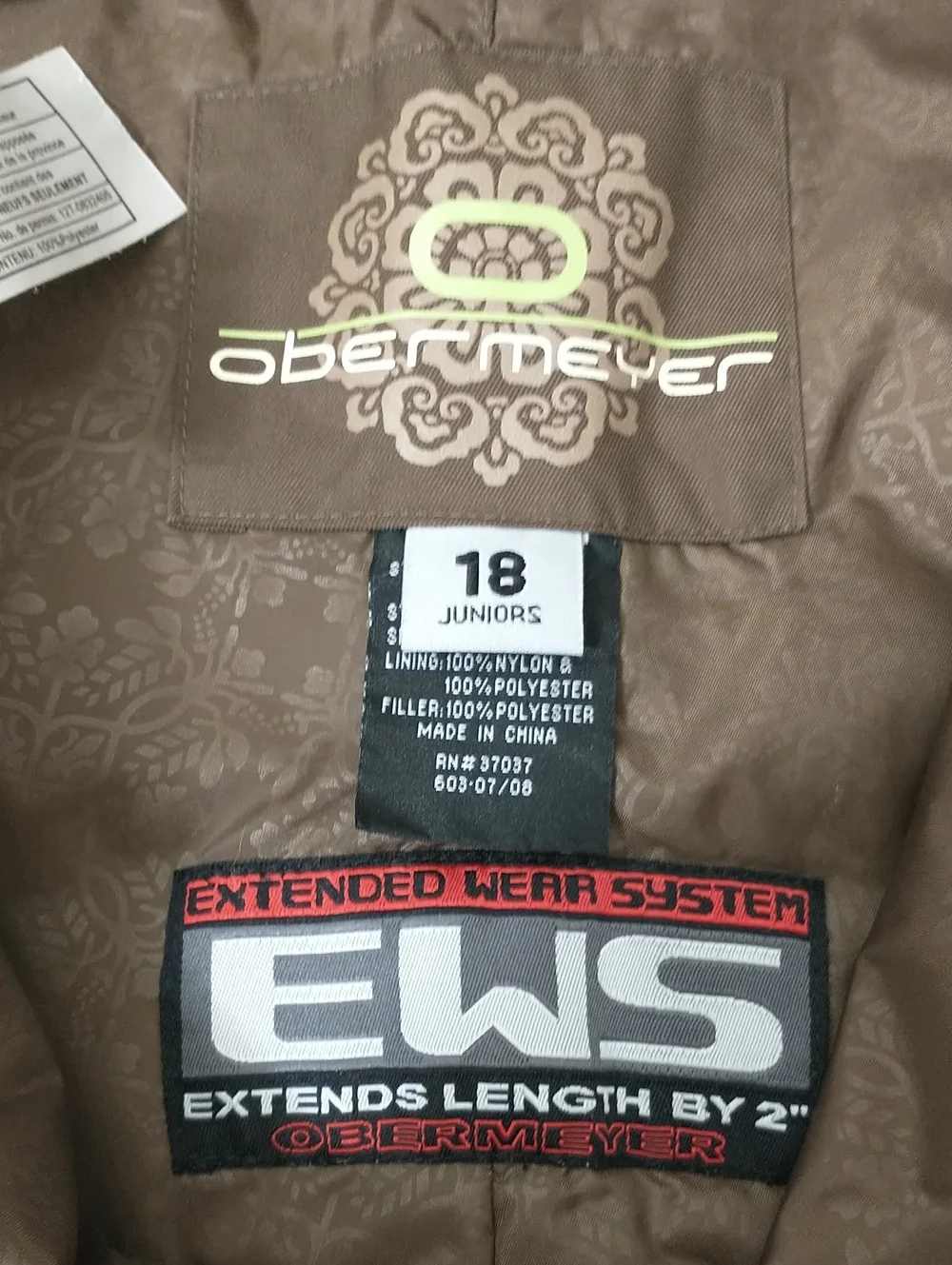 Obermeyer Tyler Snow Pant, Size 18 Youth, Cream, Grow Along Tech., Winter, Ski